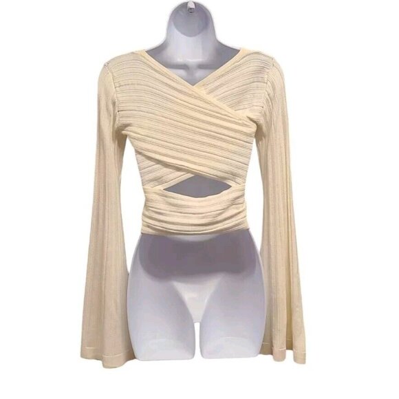 ASTR The Label Womens Small Ivory Bell Sleeve Highland Park Sweater - Picture 2 of 6